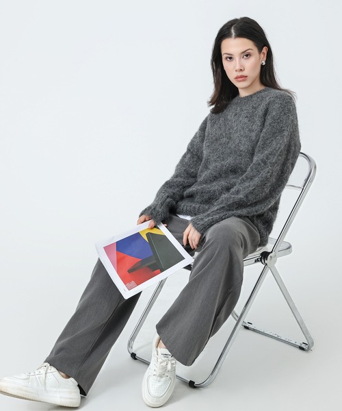 ニット セーター crew neck shaggy knit pullover レディース SUWDEE ニット セーター crew neck shaggy knit pullover