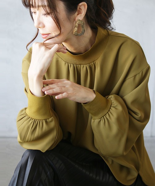 OTONA ブラウス シャツ ハイネックブラウス レディース