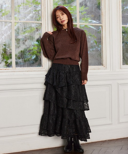 背広　ネクタイ　婦人服　その他 mysty woman（ミスティウーマン） ニット セーター ラメモールボート