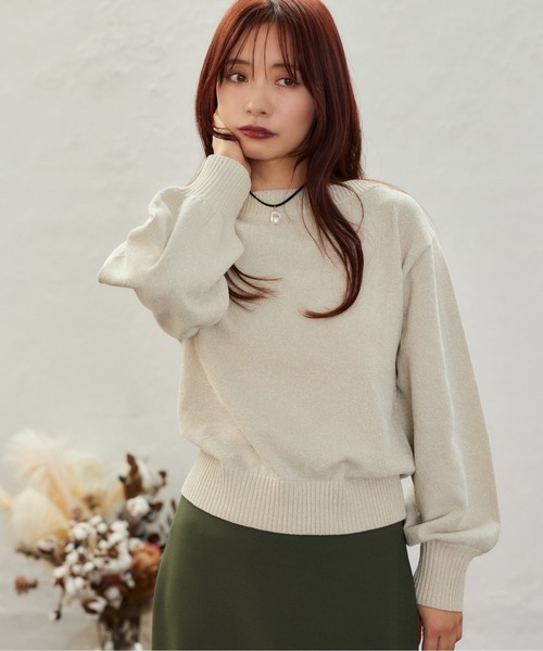 mysty woman（ミスティウーマン） ニット セーター ラメモールボート