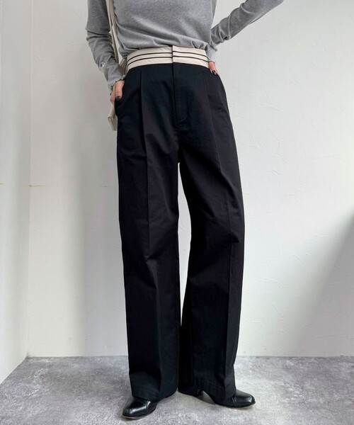 fredy emue チノタックパンツ 黒 38号 fredy emue（フレディエミュ）の「チノタックパンツ（チノパンツ