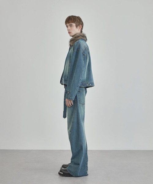 デニムジャケット gジャン 「Ruelle」Denim Jacket with Faux Fur 