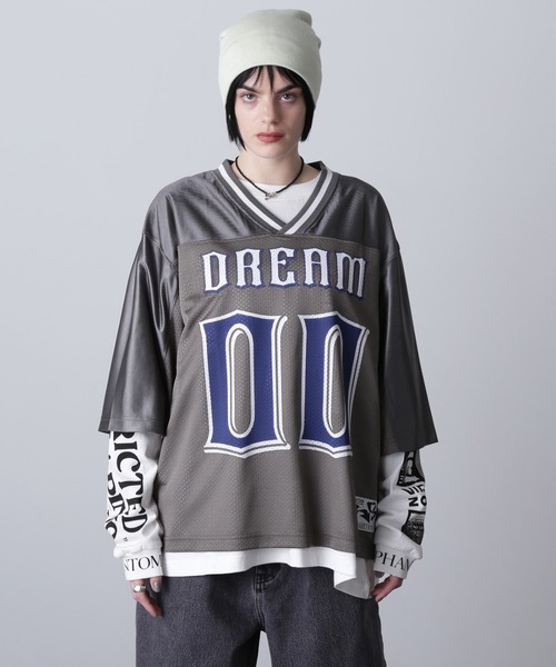 ROSE BUD tシャツ (OKIRAKU×ROSEBUD)メッシュフットボールT