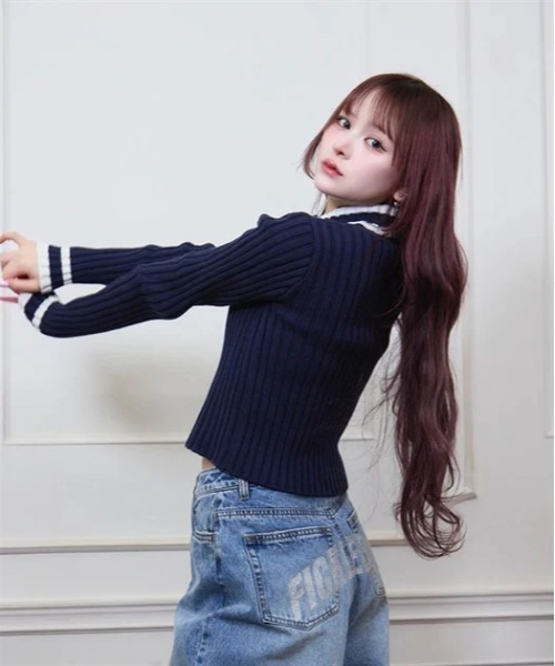 Fickle Bebe カーディガン bebeショートジップニット