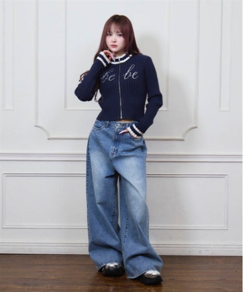 カーディガン ｂｅｂｅショートジップニット レディース Fickle Bebe カーディガン bebeショートジップニット