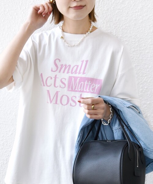 「＋81BRANCA」 半袖Tシャツ ONE SIZE チャコールグレー レディース 81BRANCA tシャツ 「SHIPS別注」81BRANCA:5分袖 ロゴ TEE 24SS