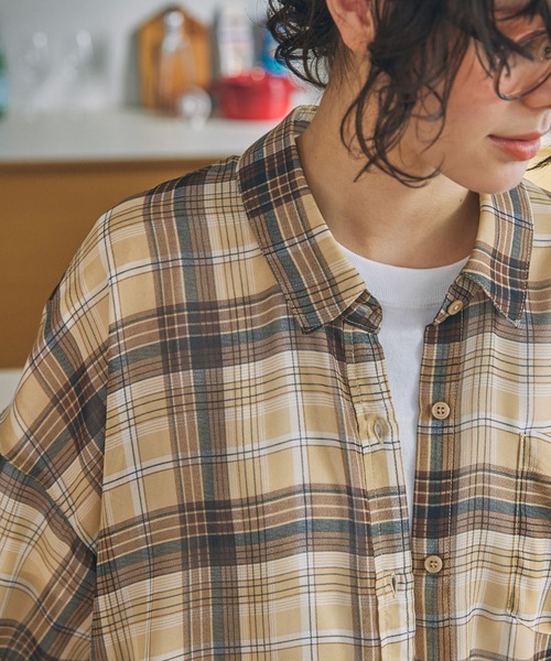 R13 オーバーサイズチェックシャツ ベージュ系　S R13 オーバーサイズチェックシャツ ベージュ系 S オーバーサイズ