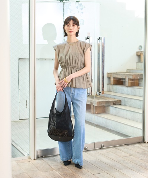 ブラウス シャツ シルバードット刺繍ペプラムブラウス レディース Rouge vif Anna ブラウス シャツ シルバードット刺繍ペプラム