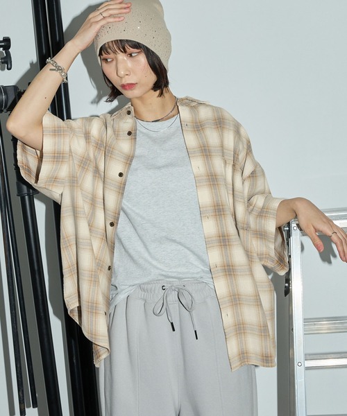 Anchor Smith シャツ ヴィンテージ加工 ブリーチチェック半袖