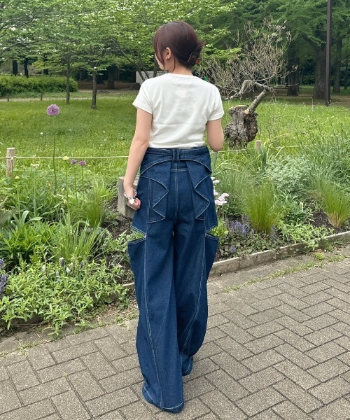 nemne（ネンネ） ジーンズ デニム デニムパンツ バックリボンサイド