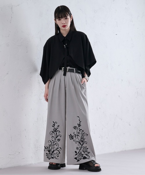 Ellno Loset パンツ フラワー刺繍ワイドパンツ メンズ