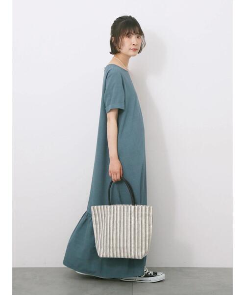 Samansa Mos2 blue ワンピース リネンタッチマキシティアード