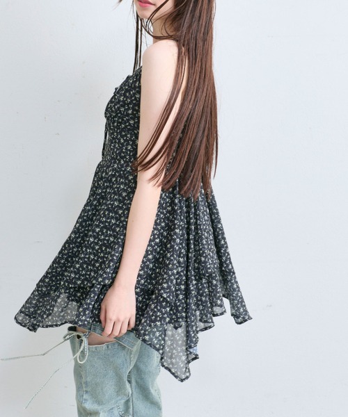 オリーブデオリーブ イレヘムキャミチュニックワンピース ブラック OLIVE des ワンピース イレヘムキャミチュニックワンピース