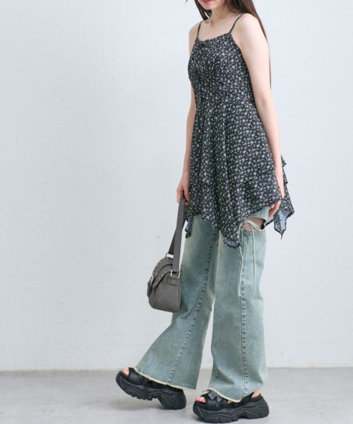 オリーブデオリーブ イレヘムキャミチュニックワンピース ブラック イレヘムキャミチュニックワンピース | OLIVE des OLIVE