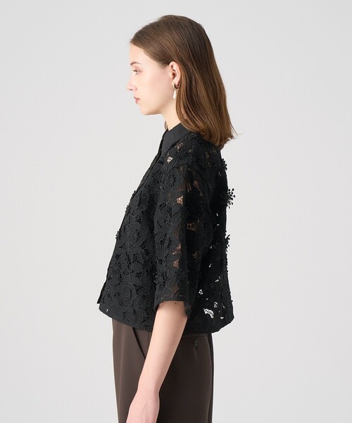 W アナイ ANAYI ブラウス シャツ トップス 刺繍 花柄 ニット レース ANAYI（アナイ） ブラウス シャツ レース刺繍クロップドシャツ