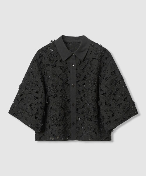 新品タグ付き　アナイ　ツイルクロップドシャツ ANAYI（アナイ） ブラウス シャツ レース刺繍クロップドシャツ