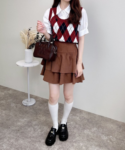 INGNI（イング） スカート フェイクスエードフリルスカパン