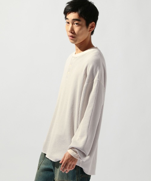 【ベージュ】ワッフル long T＆Henly Long Tシャツ niko and… tシャツ ワッフルヘンリーロンT メンズ : ZOZOTOWN