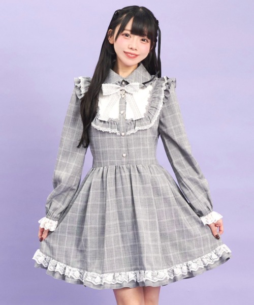 未開封　Secret Honey フリルレース長袖ワンピース M Secret Honey ワンピース バラレースフリルヨークワンピース