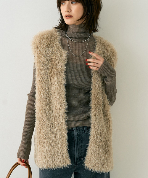 Rouge vif（ルージュ ヴィフ） ベスト ジレ フェザーニットジレベスト