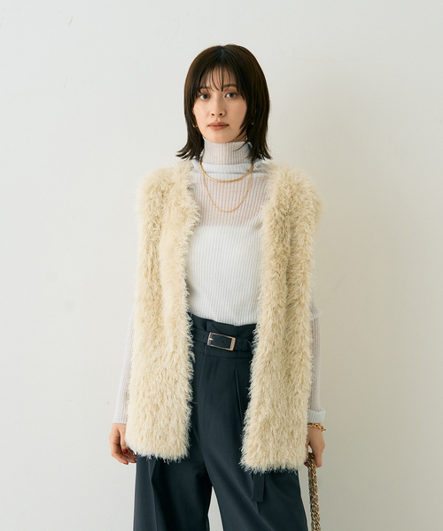 Rouge vif（ルージュ ヴィフ） ベスト ジレ フェザーニットジレベスト