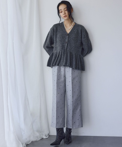 ELFRANK カーディガン 「2025AW」ペプラム フリル Vネック ニット