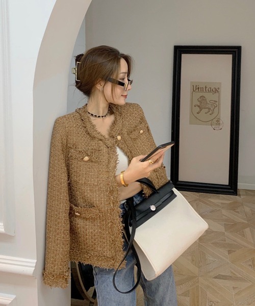 「Jasmine Grandiflorum」 ツイードジャケット FREE ホワイト レディース_画像2