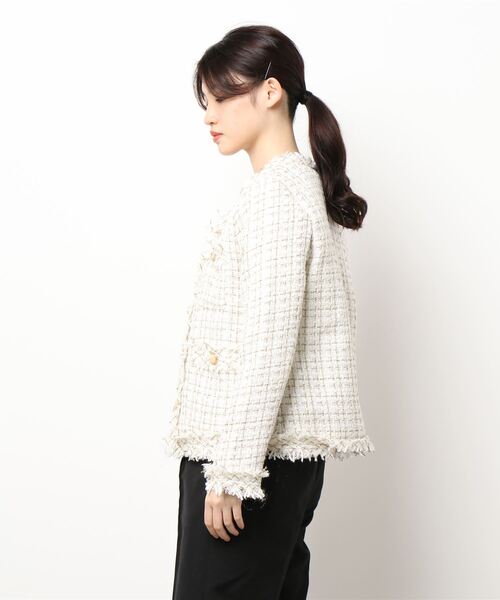 「Jasmine Grandiflorum」 ツイードジャケット FREE ホワイト レディース_画像6