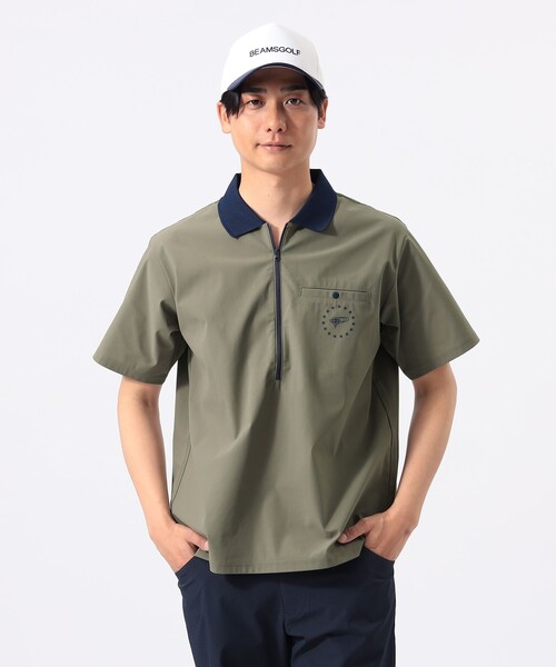 BEAMS GOLF ハーフジップポロシャツ オリーブグリーンMサイズ BEAMS GOLF（ビームス ゴルフ） ポロシャツ 半袖 ORANGE LABEL