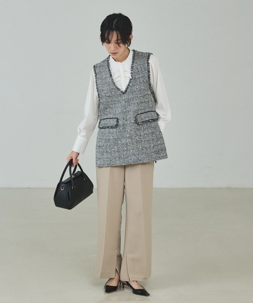 qualite（カリテ） ベスト ジレ ラメツイードジレ/オケージョン