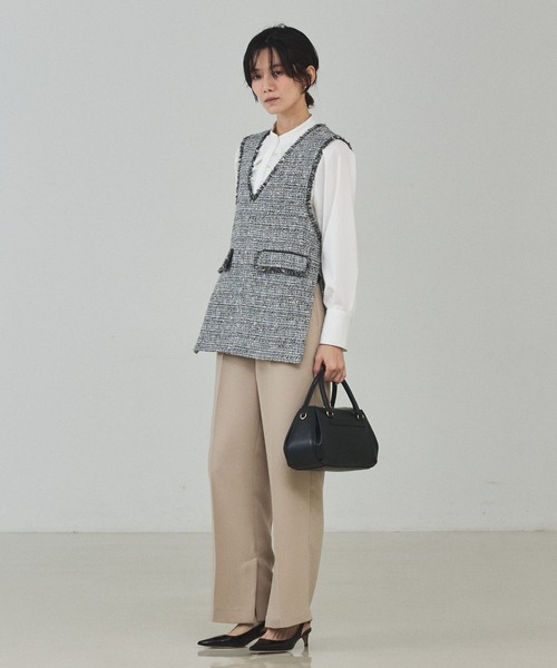 qualite（カリテ） ベスト ジレ ラメツイードジレ/オケージョン