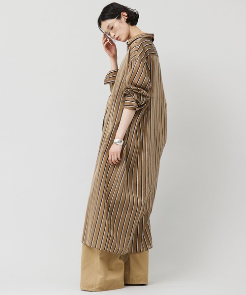 Curensology カレンソロジー　バンドカラーシャツ　ワンピース　青 Curensology（カレンソロジー） 7分袖ワンピース 38 ブルー レディース