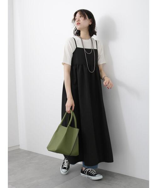 「Samansa Mos2 blue」 キャミソールワンピース F ブラック レディース_画像3