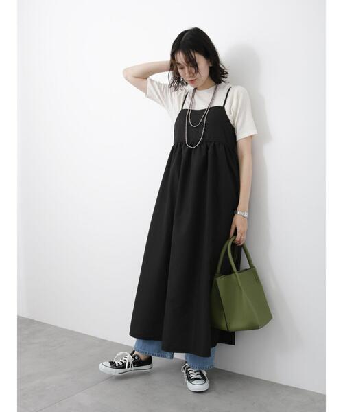 「Samansa Mos2 blue」 キャミソールワンピース F ブラック レディース_画像4