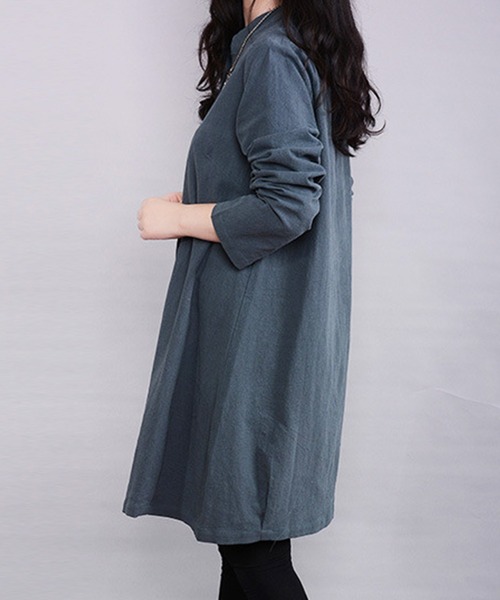 「Amulet」 長袖ワンピース X-LARGE ネイビー レディース_画像4