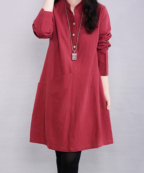 「Amulet」 長袖ワンピース X-LARGE ネイビー レディース_画像8