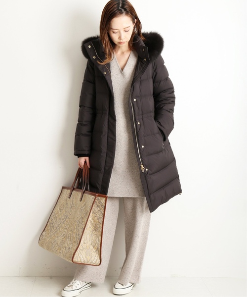 「IENA」 ダウンコート 36 ベージュ レディースの画像3