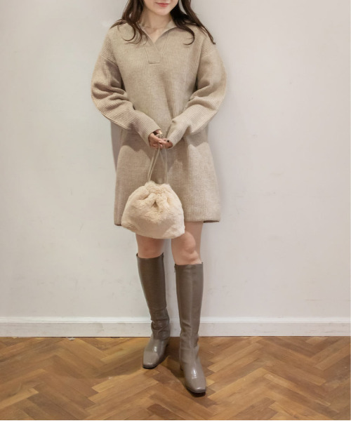 「RANDA」 ロングブーツ M グレイッシュベージュ レディース_画像5