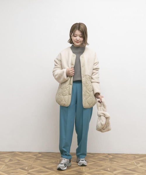 「UR Lab.」 ノーカラージャケット FREE オフホワイト レディース_画像4