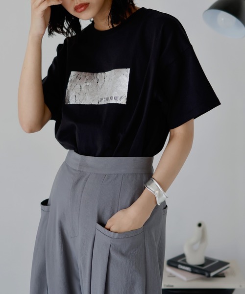 「hellam」 半袖Tシャツ FREE ブラック レディース_画像2