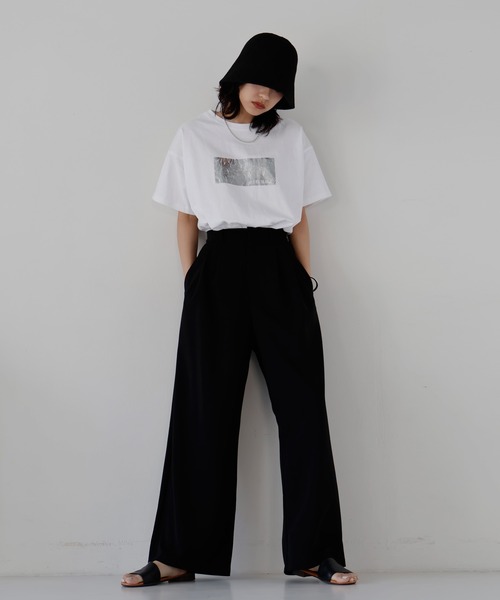 「hellam」 半袖Tシャツ FREE ブラック レディース_画像3