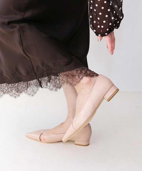パンプス サイドカットポインテッドトゥフラットシューズ「低反発スポンジ入り」_8