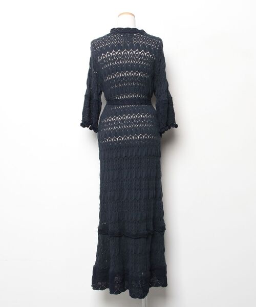 「MUVEIL」 レース7分袖ワンピース FREE ネイビー レディース_画像2