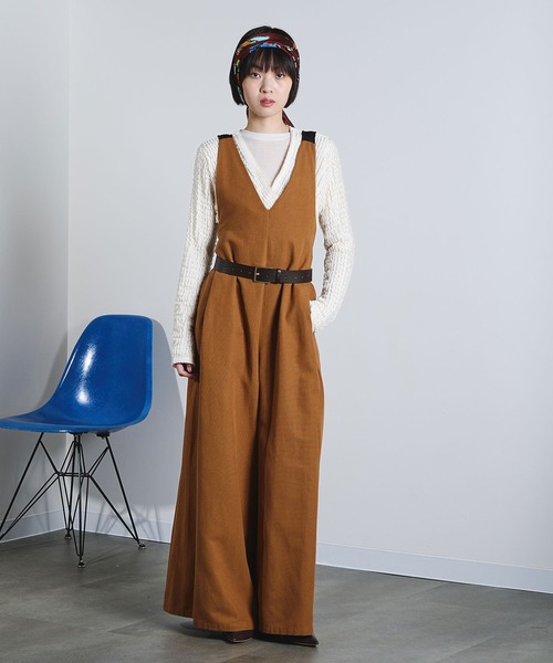美品　MAGALI サロペット ブラウン mici（ミチ） サロペット オーバーオール (mici)BACK CROSS OVERALLS