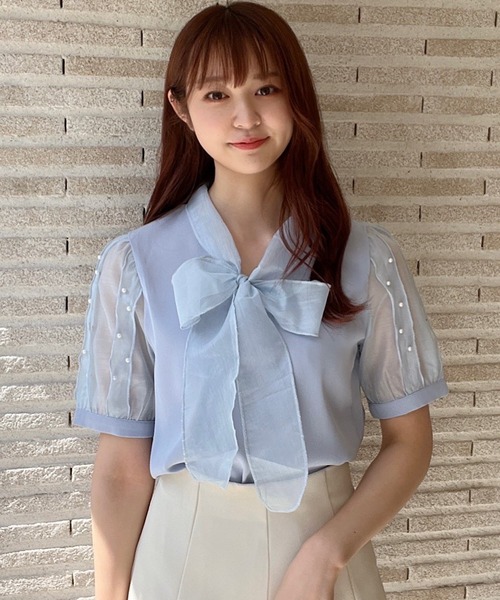 「Crea titty&Co. PETIT」 半袖ブラウス FREE ブルー レディース_画像5