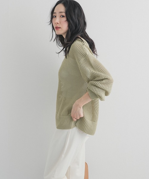 Damir doma メッシュニット オリーブ URBAN RESEARCH DOORS（アーバンリサーチドアーズ） ニット セーター