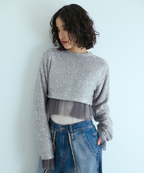 「ADAM ET ROPE'」 カーディガン FREE グレー系その他 レディースの画像