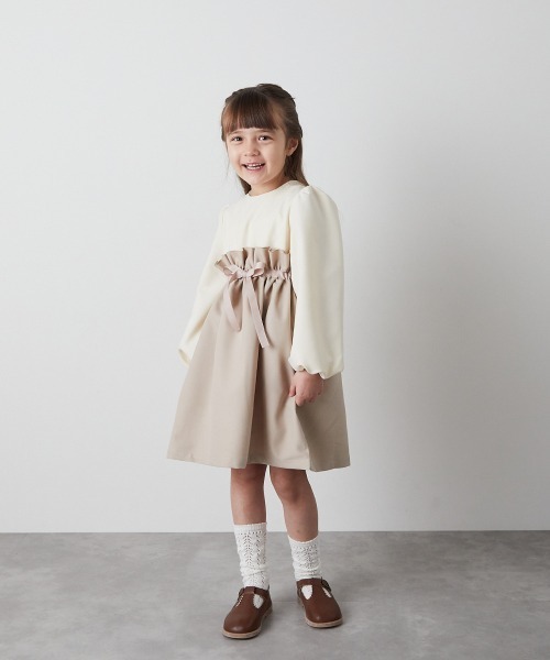 「riziere」 「KIDS」長袖ワンピース 90 ベージュ キッズ_画像2