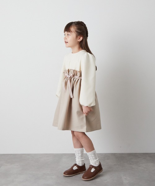 「riziere」 「KIDS」長袖ワンピース 90 ベージュ キッズ_画像4