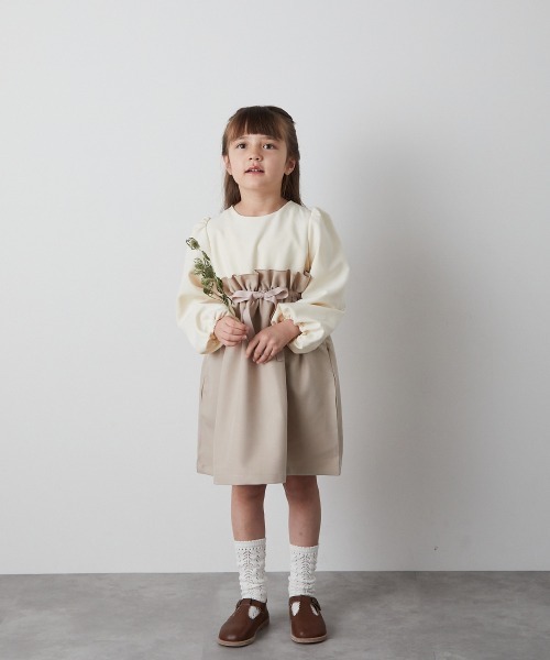 「riziere」 「KIDS」長袖ワンピース 90 ベージュ キッズ_画像6